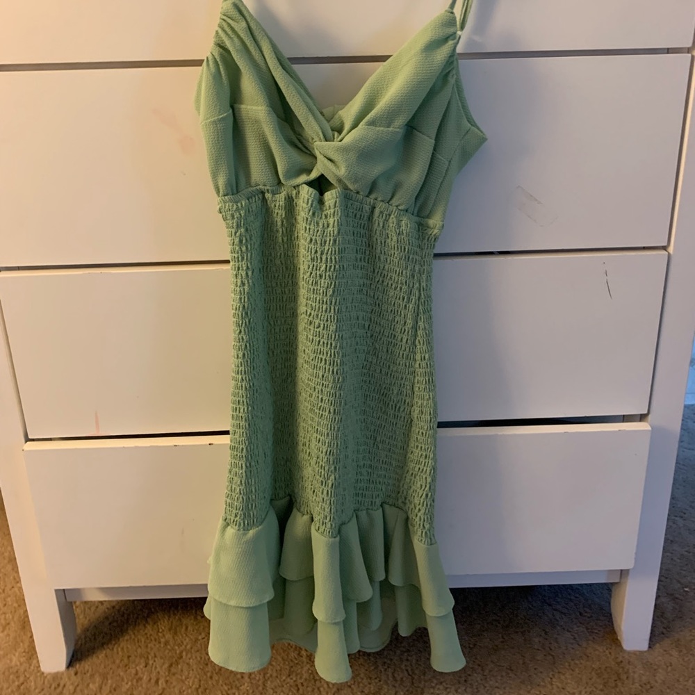 green mini dress
